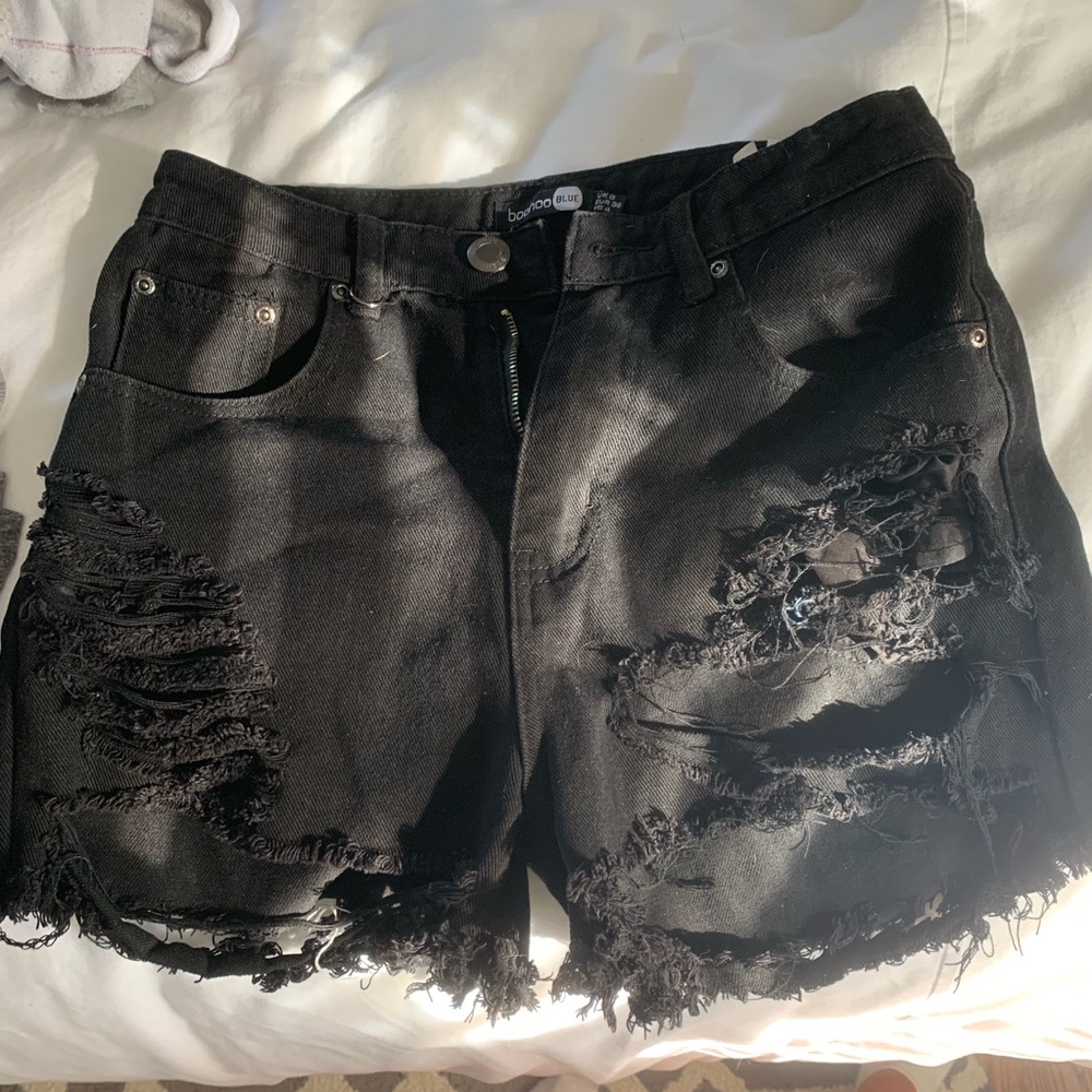 Distressed black denim shorts from ASOS
